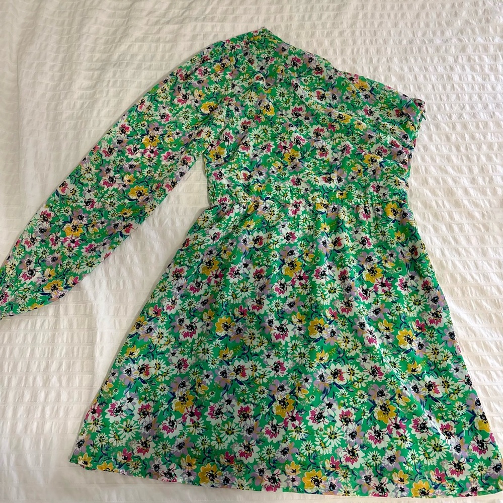 H&M Green Floral One Shoulder Dress